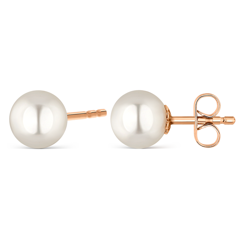 Pendientes de Perlas de Oro rosa con perla, PE550-ORPB7MM_V