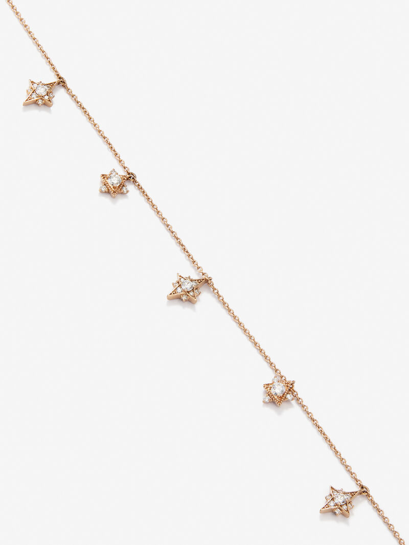 18K Rose Gold Choker Necklace with Diamond Stars. image number 2