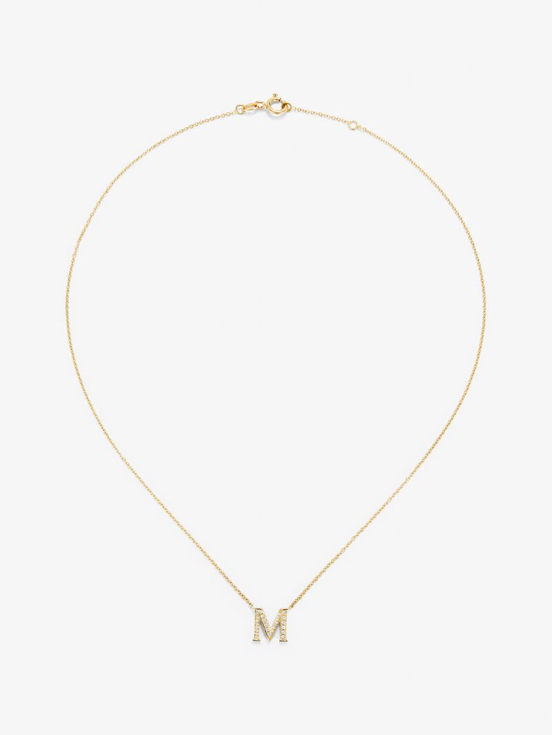 18K yellow gold pendant with letter C and 12 brilliant-cut diamonds with a total of 0.14 cts image number 0