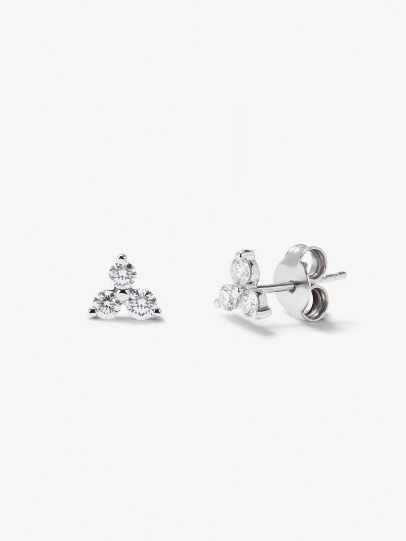 18K white gold earrings with 6 brilliant-cut diamonds with a total of 0.36 cts image number 0