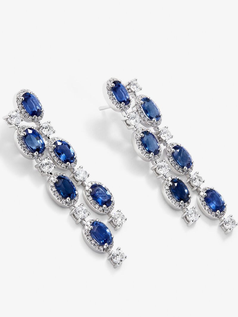 18k white gold earrings with blue slopes in 7.67 cts and white diamonds in 2.23 cts bright diamonds image number 2