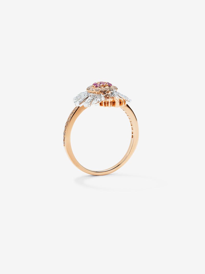 18K Rose Gold Heart Ring with Sapphire and Diamond image number 3