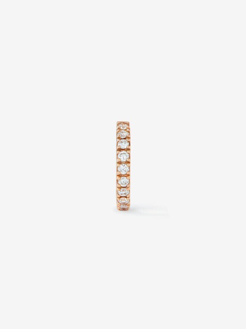 Individual mini hoop earring in 18K rose gold with 10 brilliant-cut diamonds with a total of 0.05 cts image number 0