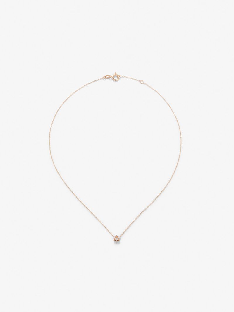 18K rose gold necklace with 4 brilliant-cut diamonds with a total of 0.1 cts image number 0