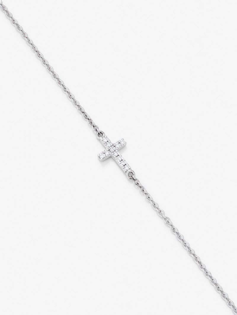 18K white gold bracelet with 11 brilliant-cut diamonds with a total of 0.04 cts and cross image number 2