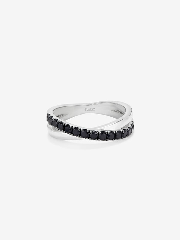 Argento ring 0,64 black spinels, SO16043-AGESP_V