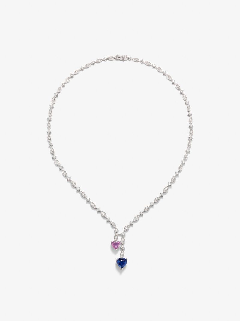18K white gold necklace with blue cornflower sapphir image number 0