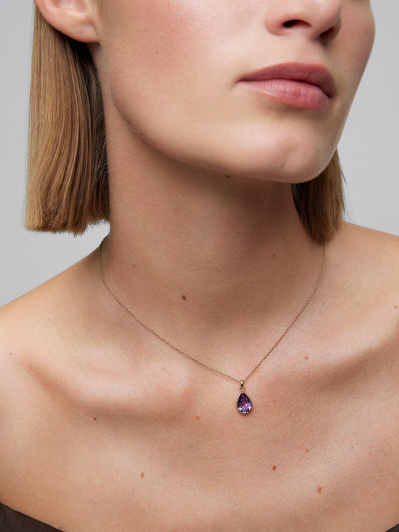 18K yellow gold pendant chain with amethyst image number 1