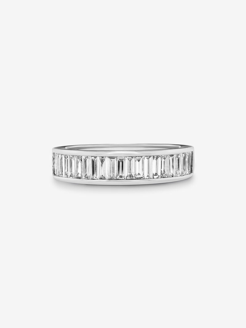 Half-eternity engagement ring in 18K white gold with baguette-cut diamonds on band 1.27ct image number 2