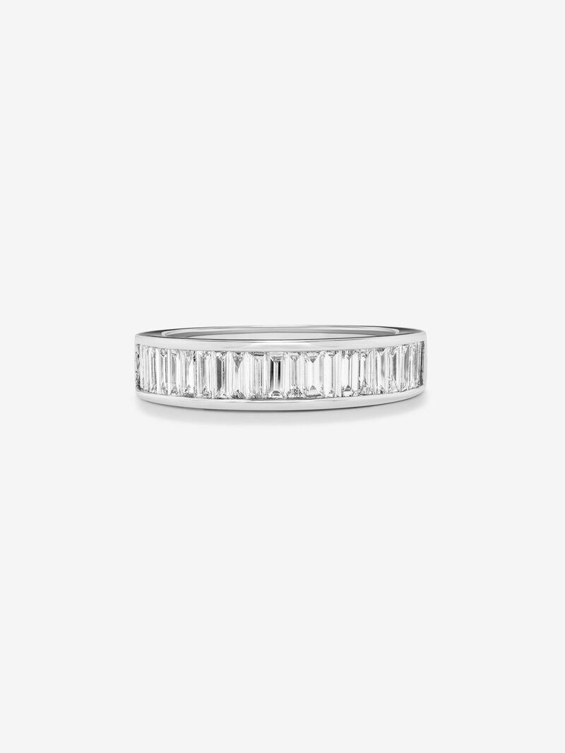Half-eternity engagement ring in 18K white gold with baguette-cut diamonds on band 1.27ct image number 2