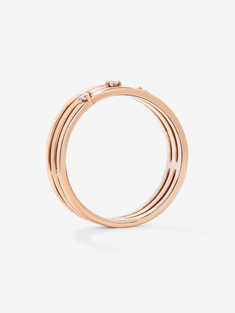 18K Rose Gold Triple Arm Ring with Diamonds image number 4