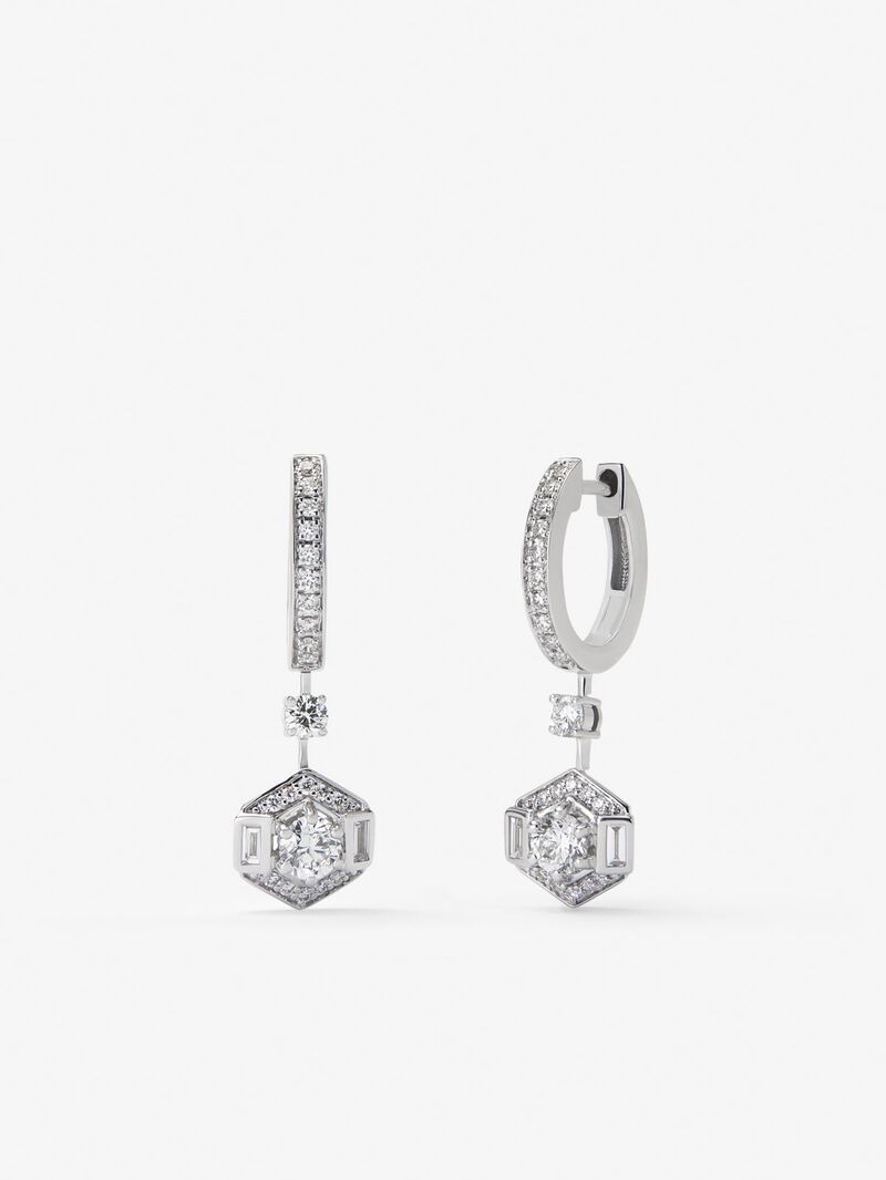 18K white gold earrings with 0.45 ct brilliant cut diamonds image number 0