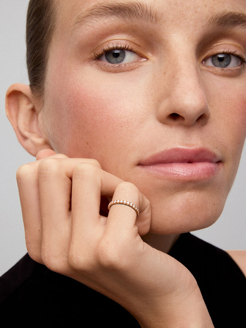 Half ring in 18K rose gold with 15 brilliant-cut diamonds with a total of 0.3 cts image number 5