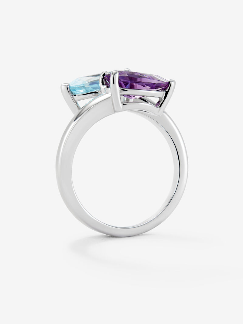 You and I of Silver with Piedras Amratista Morada and Topacio Azul Sky image number 4