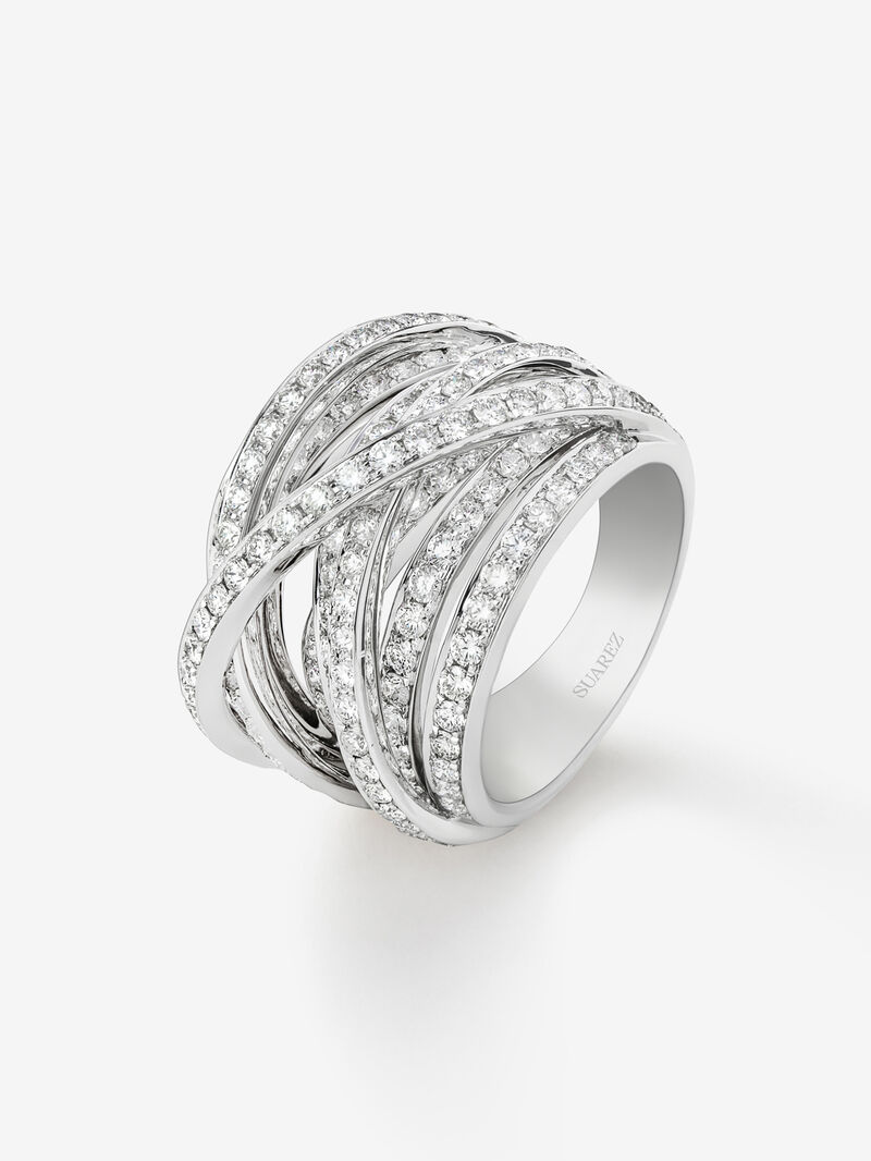 18K white gold multi-arm ring with 185 brilliant-cut diamonds with a total of 2.67 cts image number 0