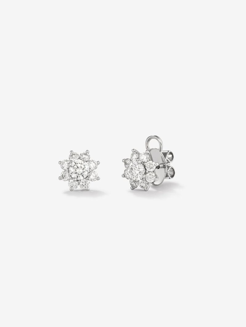 18K white gold earrings with 18 brilliant-cut diamonds with a total of 1.9 cts in the shape of a star image number 0