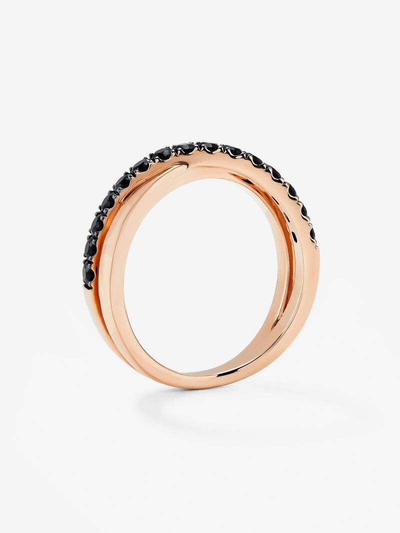 18K rose gold cross ring with 15 brilliant-cut black spinels image number 4