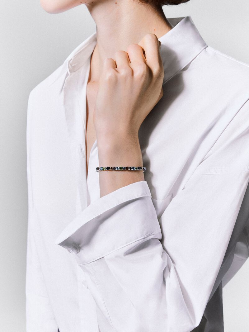 925 silver riviere bracelet with multicolored gems image number 3