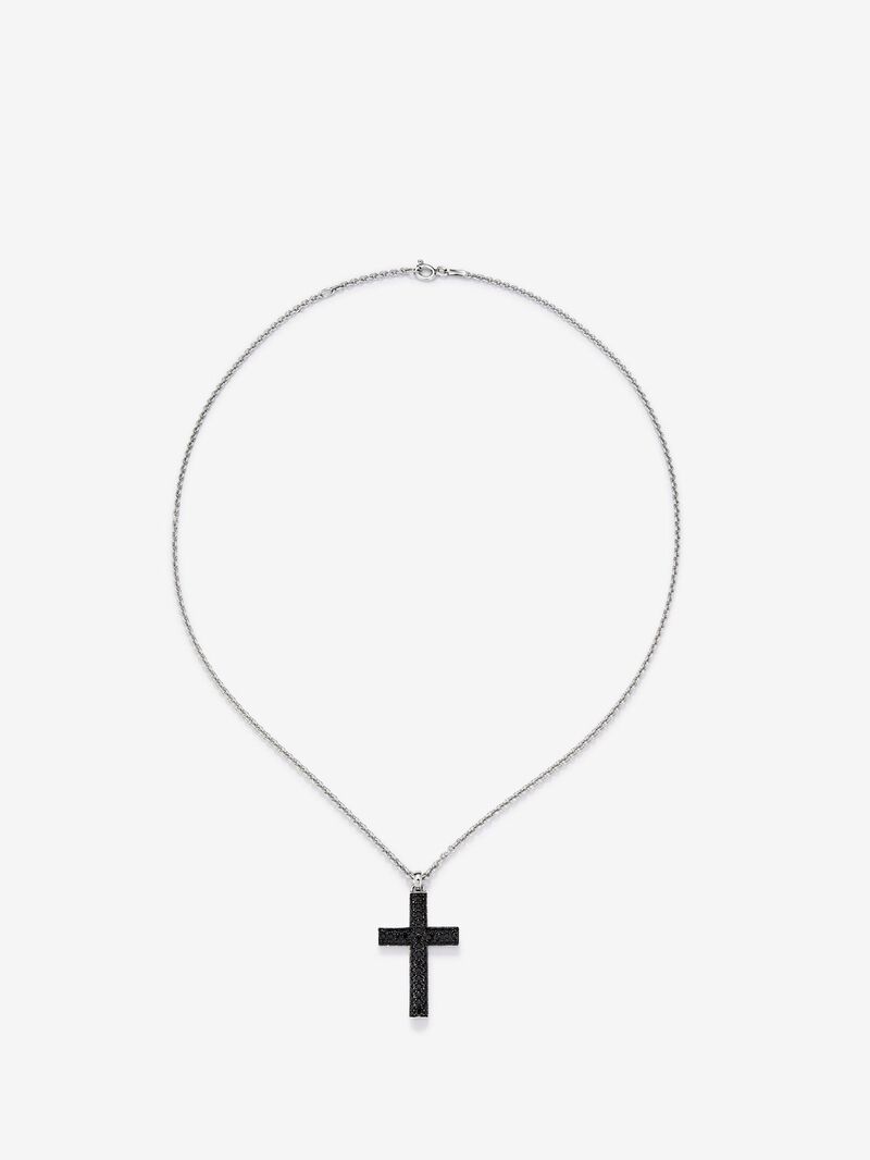 925 Silver cross pendant chain with spinels image number 0