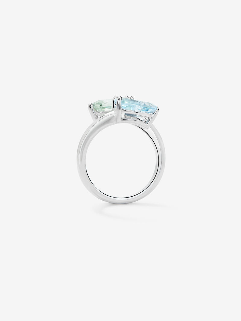 You and Me ring made of 925 silver with green amethyst and topaz. image number 4