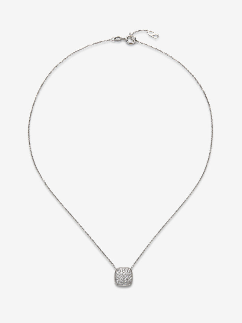 18K White Gold Pendant with Geometric Central Motif and Brilliant-Cut Pavé Diamonds image number 0