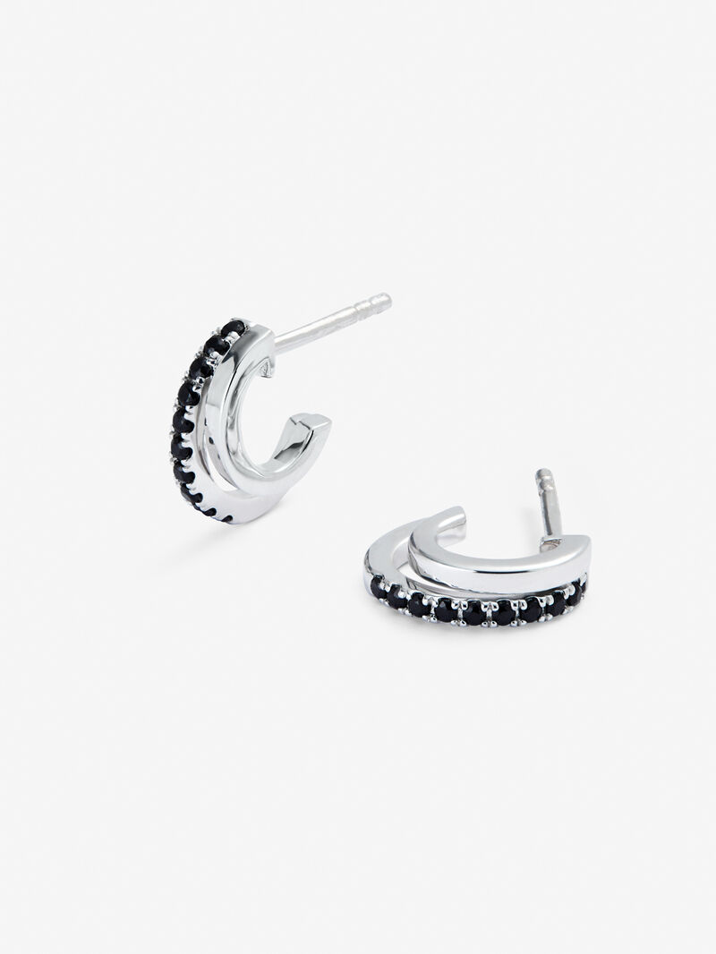925 silver hoop earrings with black spinels image number 2