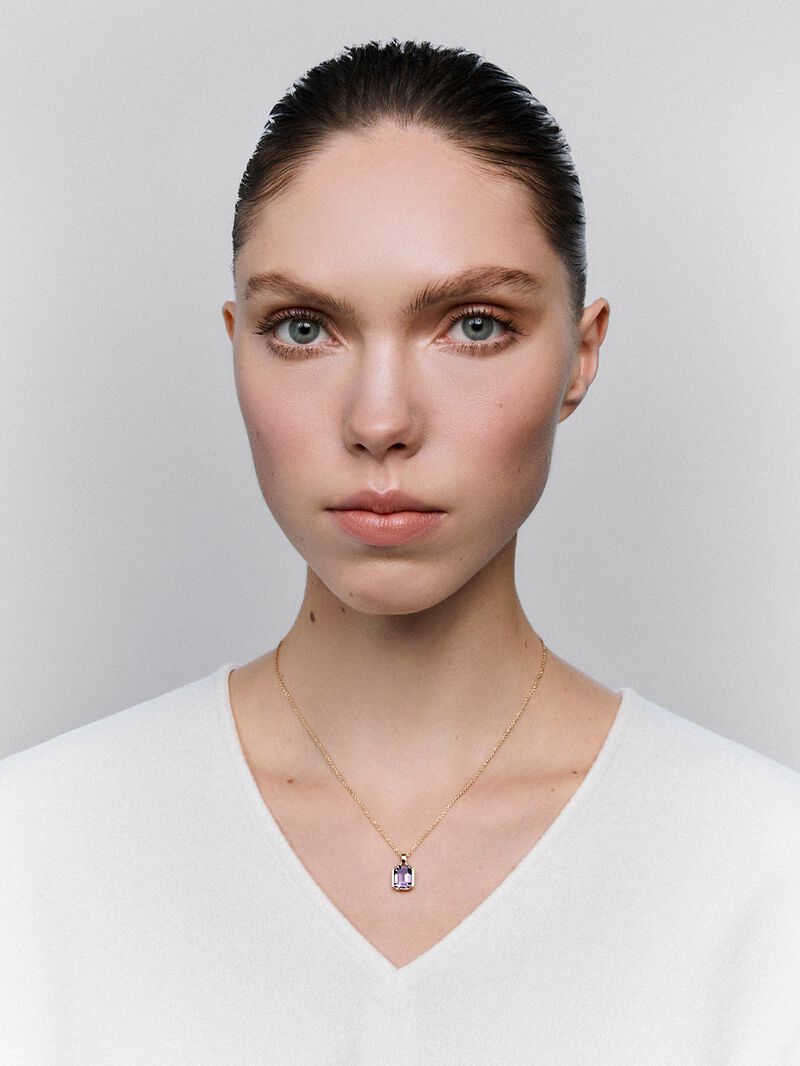 18K Yellow Gold Pendant Chain with Amethyst image number 5