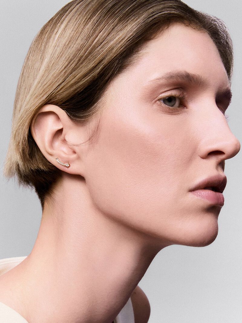 Individual left climber shooting star earring in 18K rose gold with diamonds image number 1