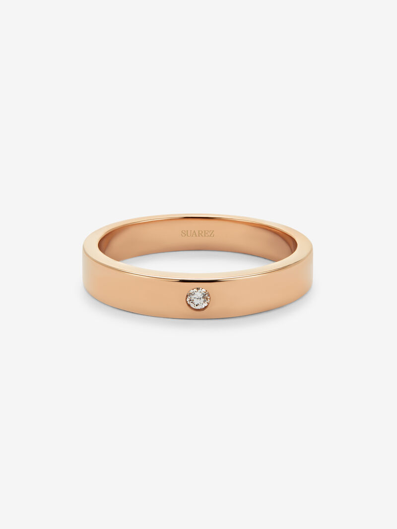 18K Rose Gold Wedding Band Ring with Diamond image number 3