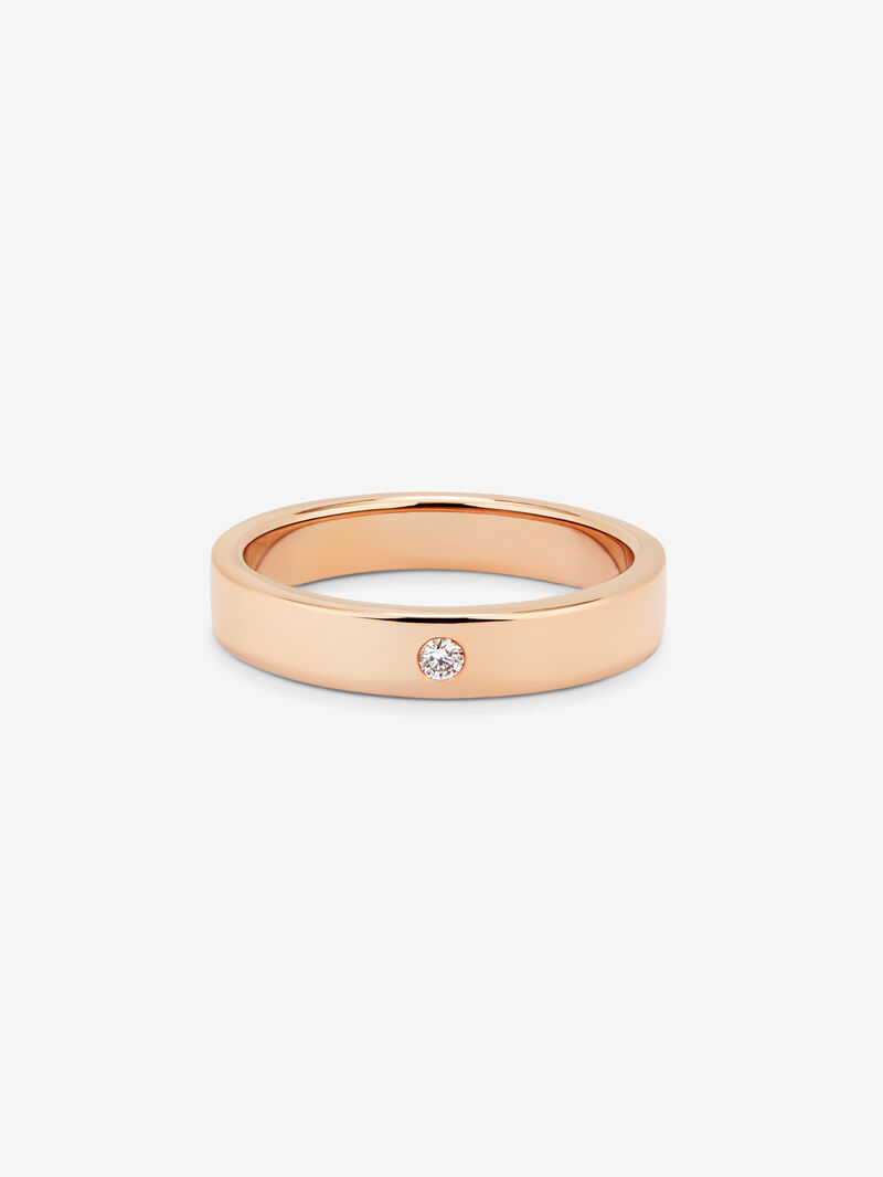 18K Rose Gold Wedding Band Ring with Diamond image number 3