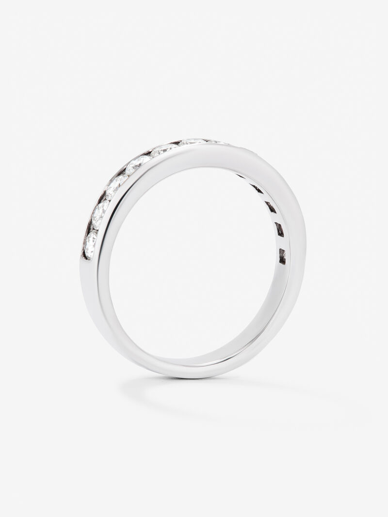 Half-eternity engagement ring in 18K white gold with diamonds on band. image number 2