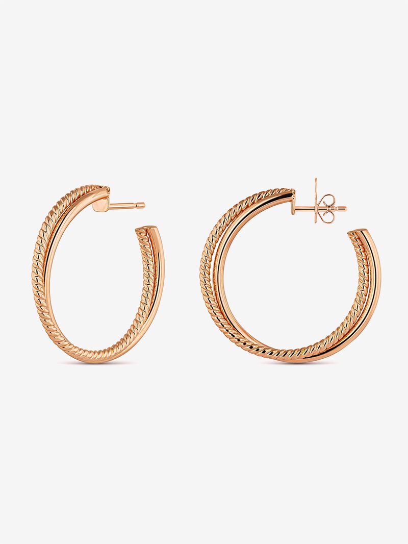 18kt Rose Gold Large Crossed Hoop Earrings image number 2