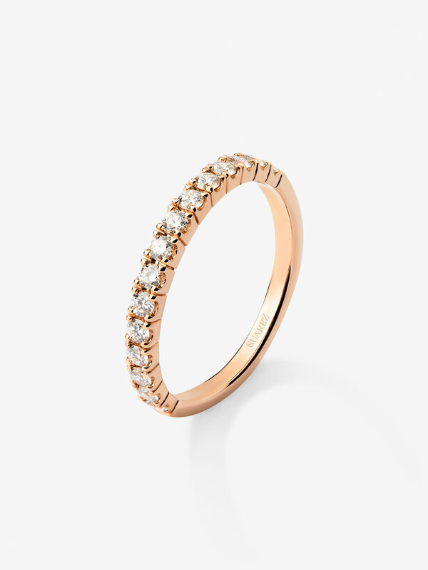 Media alianza de compromiso de oro rosa de 18kt con diamantes de 0,30cts, AL21011-ORD002_V