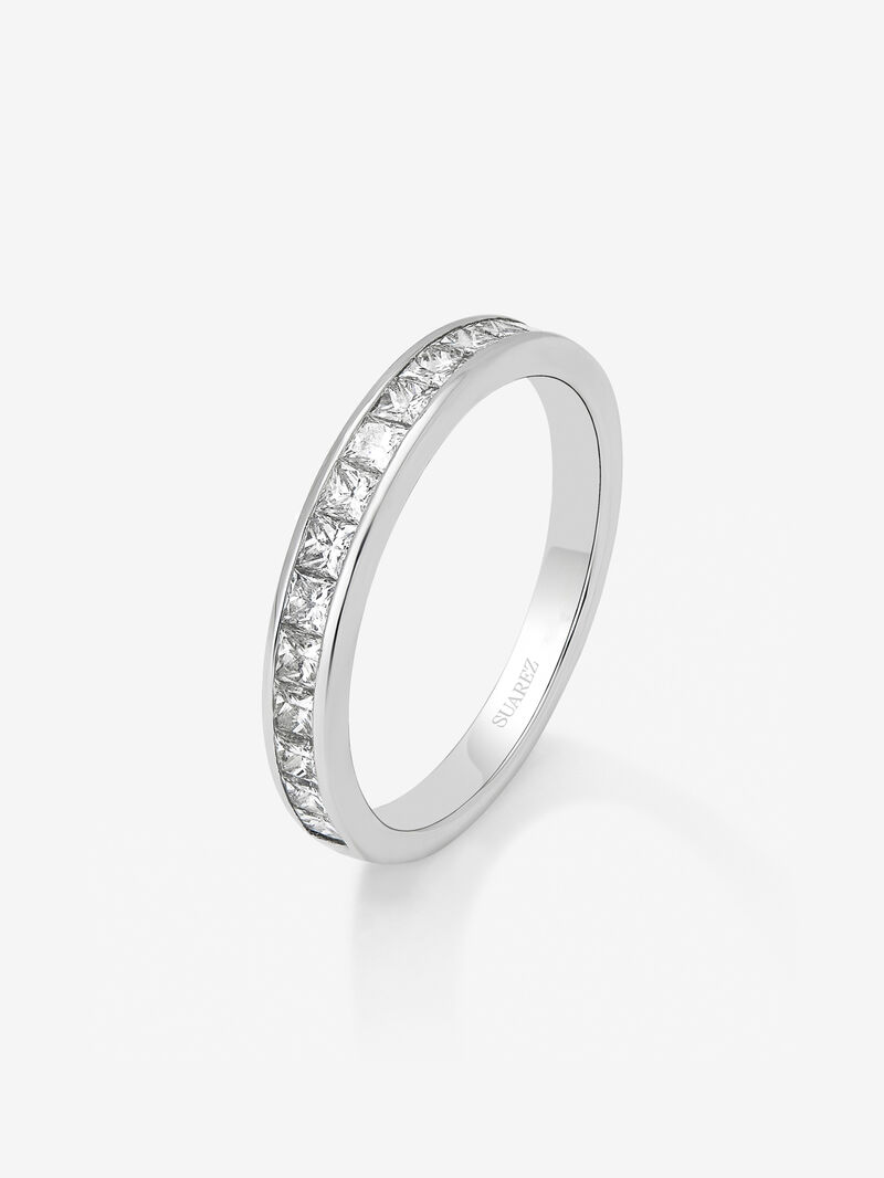 Half eternity engagement ring in 18K white gold with princess cut diamonds on a 0.70ct rail. image number 0