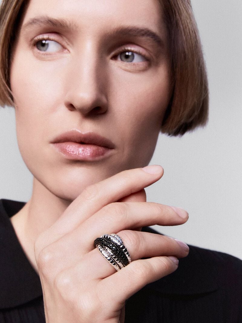 925 silver multi-arm ring with brilliant-cut black spinels image number 3