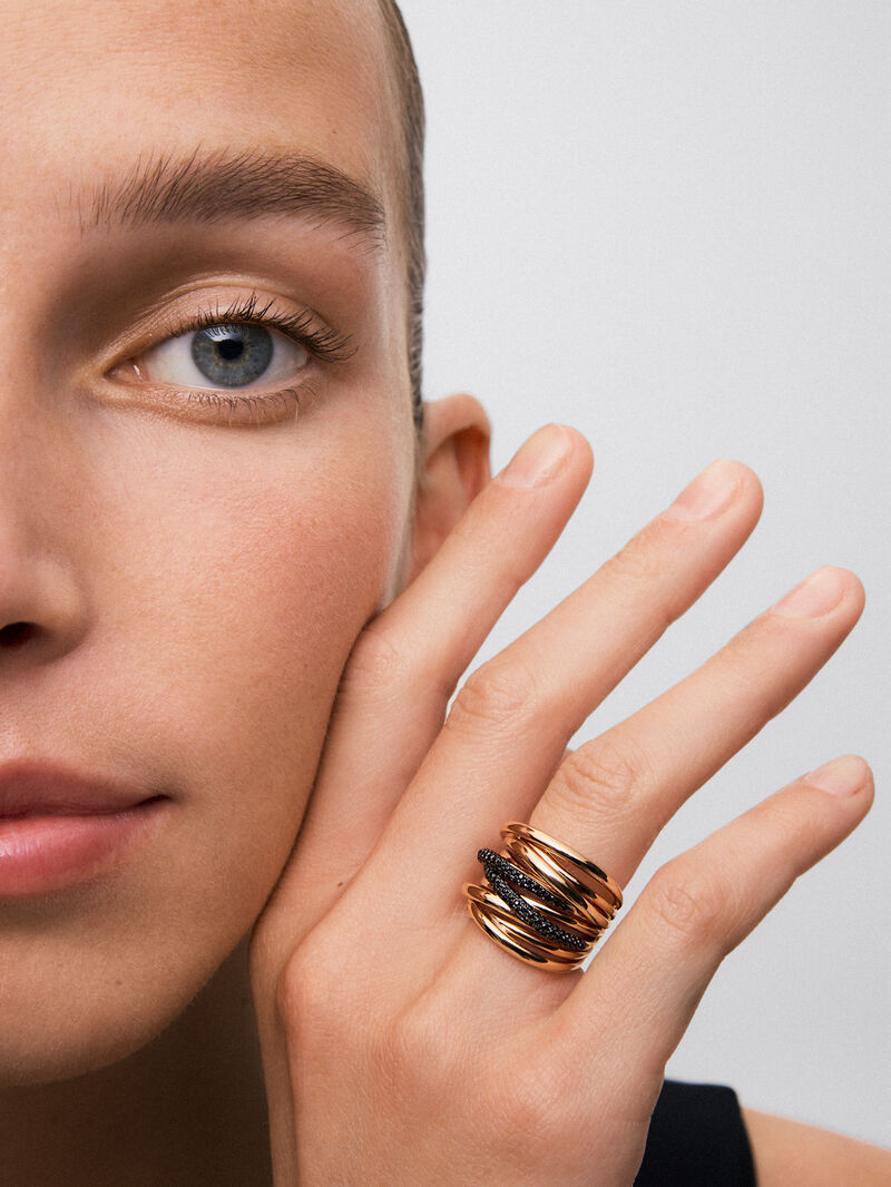 18K rose gold multi-arm ring with 104 brilliant-cut black spinels with a total of 0.706 cts image number 3