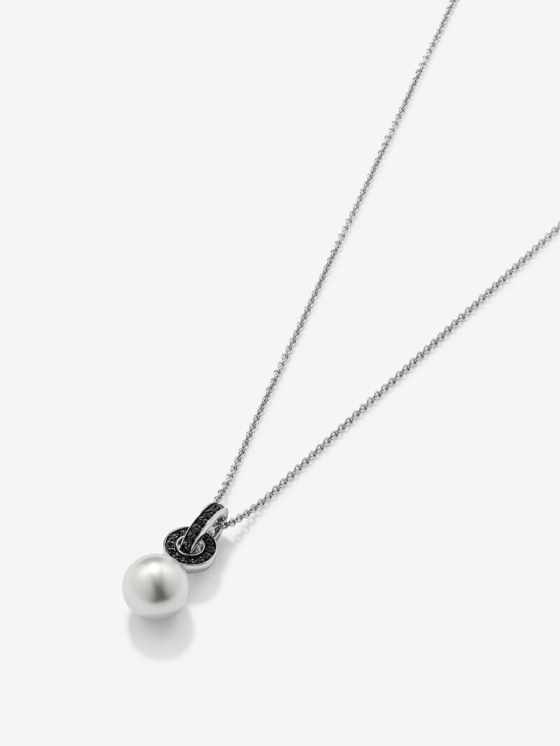 925 Silver chain pendant with spinel ring and 9.5mm akoya pearl image number 2