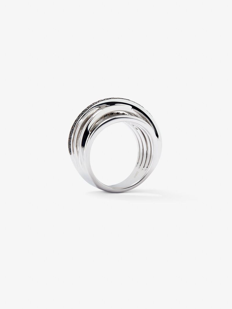 925 silver crossed multi-arm ring with 36 brilliant-cut black spinels image number 6