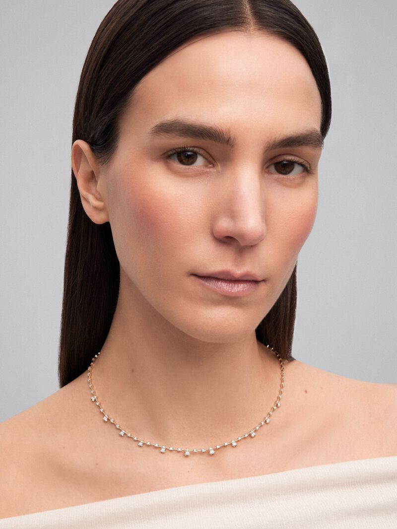 18K yellow gold necklace with 62 brilliant-cut diamonds with a total of 2.61 cts image number 1