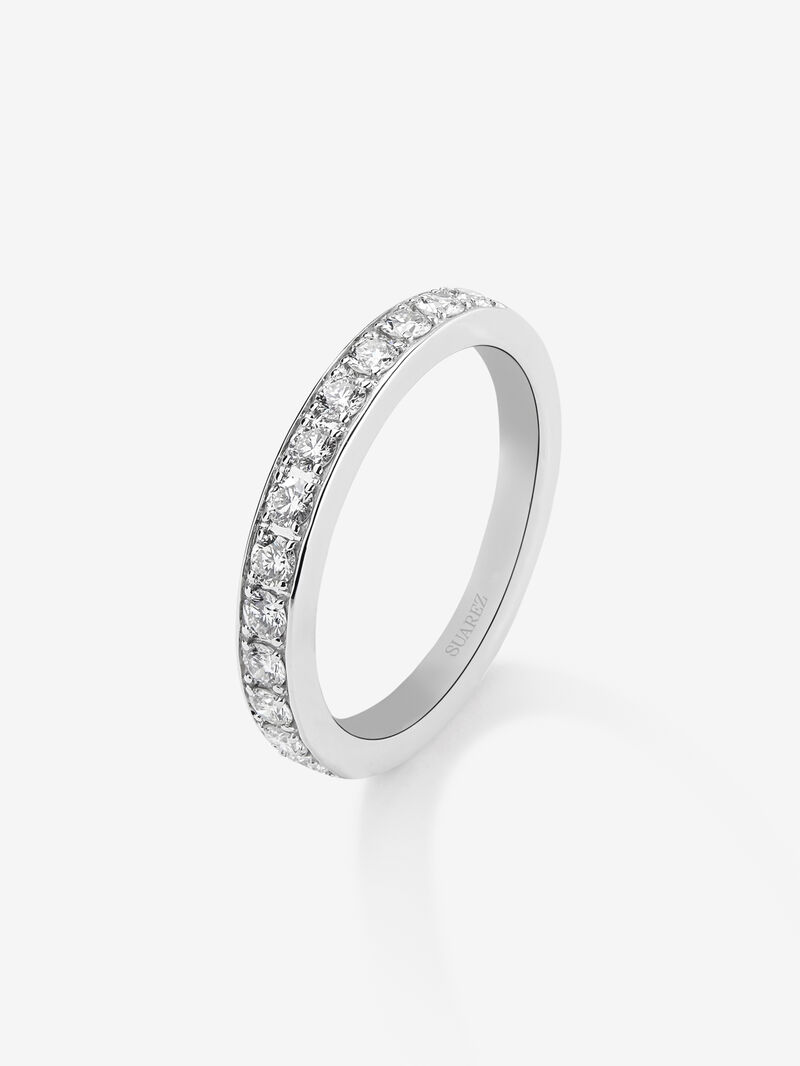 Medium 18K white gold wedding band with brilliant cut diamonds with a total of 0.36 cts image number 0