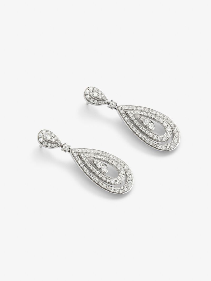 18K white gold earrings with white 2.5 cts bright diamonds image number 2