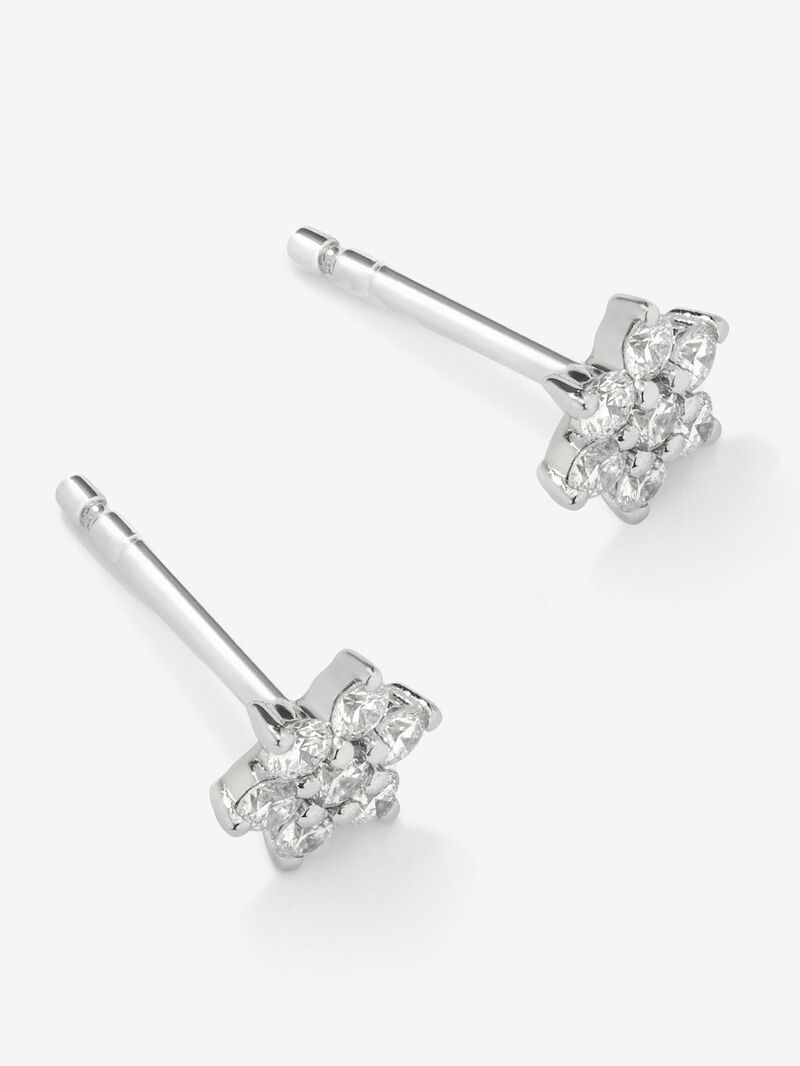 18K white gold earrings with bright 0.3 CTS diamonds shaped like a star -shaped image number 2