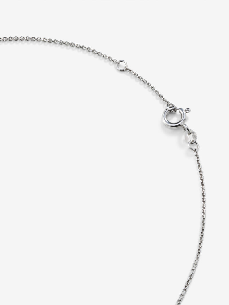 18k white gold pendant chain with three Akoya pearls and diamonds. image number 7