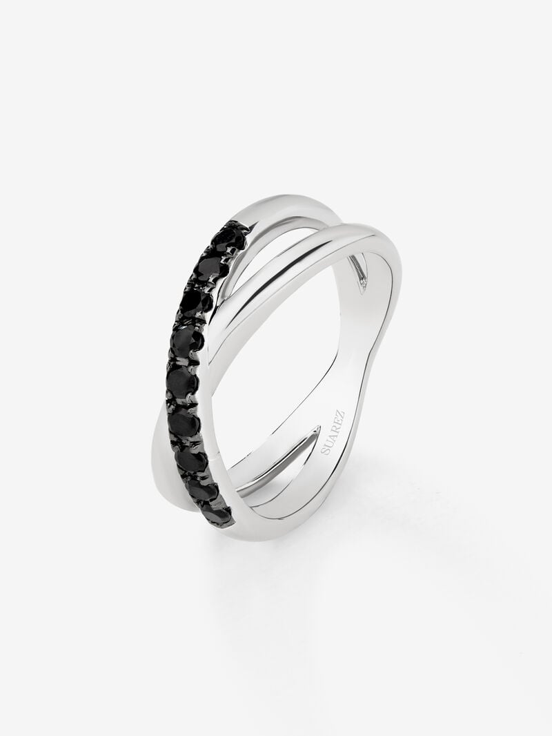 925 silver cross ring with 9 brilliant-cut black spinels with a total of 0.24 cts image number 0