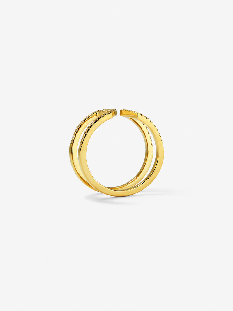 Open 18k yellow gold ring with white diamonds of 0.37 cts image number 4