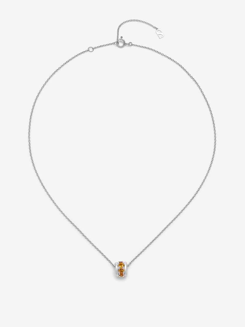 925 silver pendant with paved brilliant-cut citrine quartz image number 0