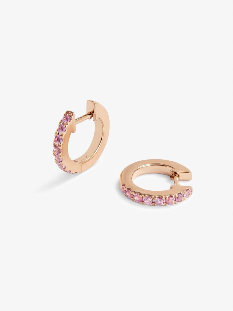 18K rose gold hoop earrings with 16 brilliant-cut pink sapphires with a total of 0.23 cts image number 2
