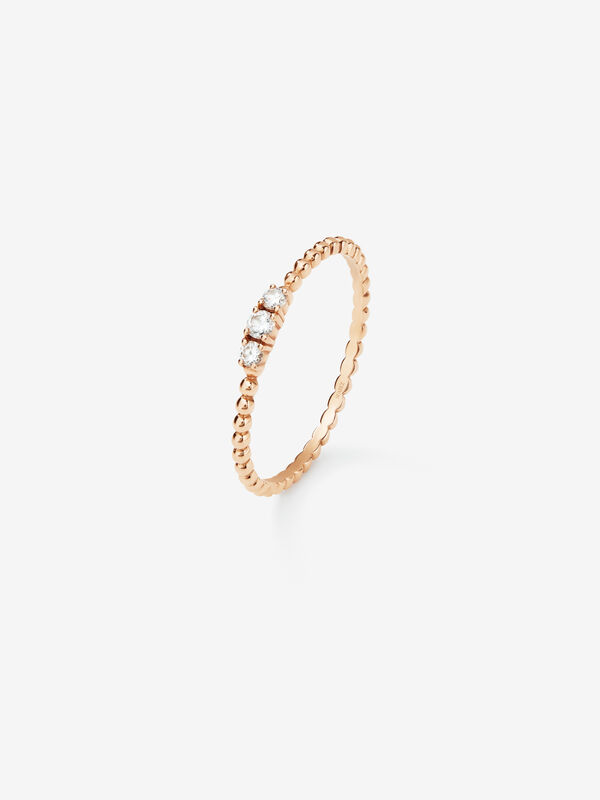 Anillo tresillo constelación Orión de oro rosa de 18kt con diamantes de 0,08cts, SO21062-ORD_V