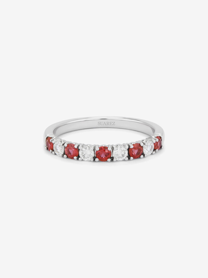 Half-eternity 18K gold ring with ruby and diamond image number 2