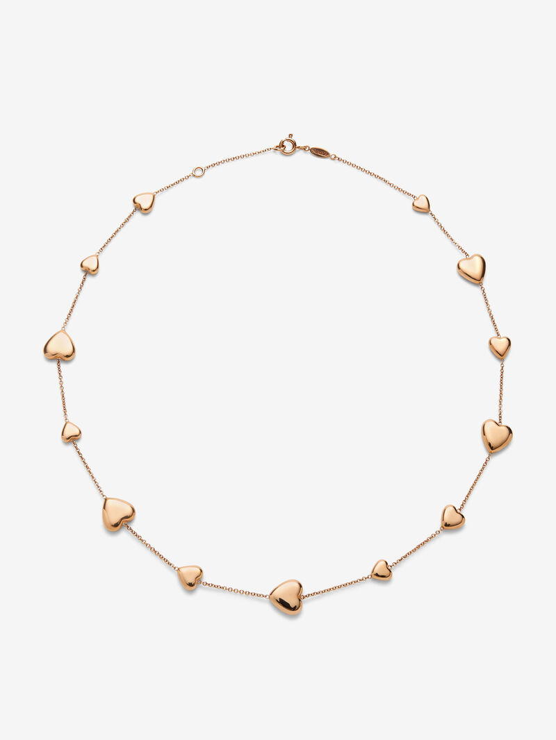18K rose gold necklace with hearts image number 0